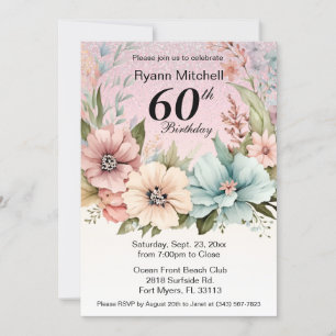 Invitation Parties scintillant Florale fête d'anniversaire