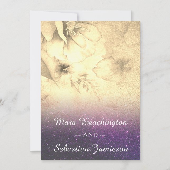 Invitation *~* Parties scintillant florale Ombre Mariage aqua (Devant)