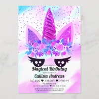 Parties scintillant florale violet magique Unicorn