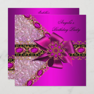 Invitation Parties scintillant Fuchsia bijou rose fête d'anni
