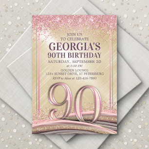 Invitation Parties scintillant Glam Rose Gold 90e anniversair
