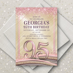 Invitation Parties scintillant Glam Rose Gold 95e anniversair