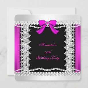 Invitation Parties scintillant Glamor Hot Pink Perles dentell