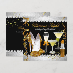 Invitation Parties scintillant Glamor Night Gold Black Silver