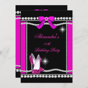Invitation Parties scintillant Glamor noir Hot rose talons ha