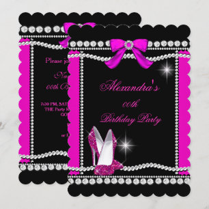 Invitation Parties scintillant Glamor noir Hot rose talons ha