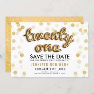 Invitation Parties scintillant Gold Ballons 21e anniversaire 
