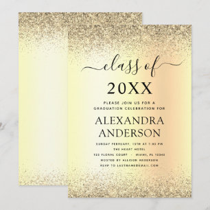 Invitation Parties scintillant Gold Black 2022 Graduation Par
