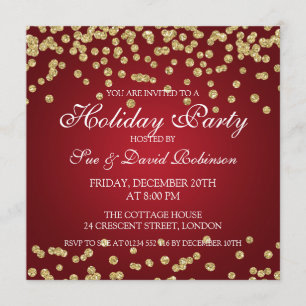 Invitation Parties scintillant Gold Confetti Red