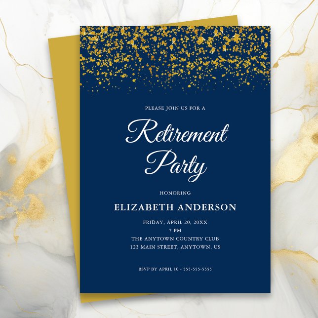 Invitation Parties scintillant Gold de la partie de retraite  (Créateur téléchargé)