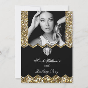 Invitation Parties scintillant Gold Diamond Heart Photo N'imp