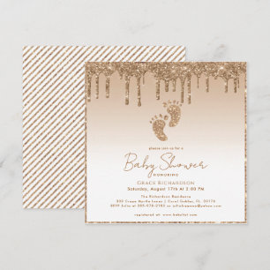 Invitation Parties scintillant Gold Drives Baby shower invita