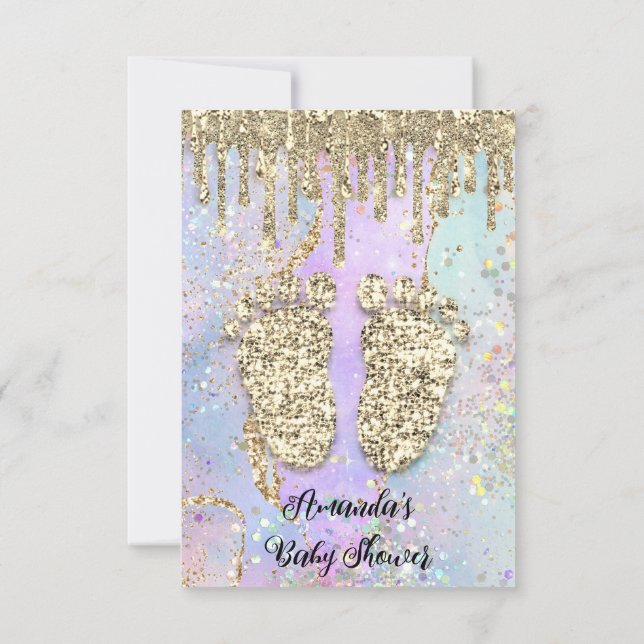 Invitation Parties scintillant Gold Drives Princes Girl Baby  (Dos)