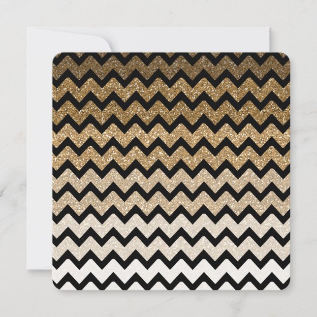 Invitation Parties scintillant Gold Faux Chevron Ombre Sweet  (Devant)