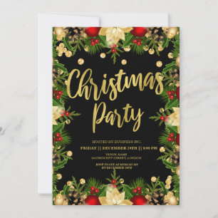 Invitation Parties scintillant Gold Festive Noël Entreprise N