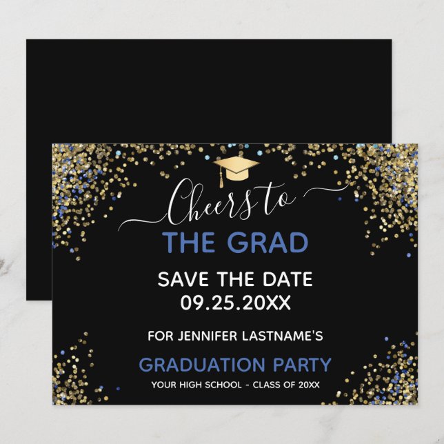 Invitation Parties scintillant Gold Graduation Party Enregist (Devant / Derrière)
