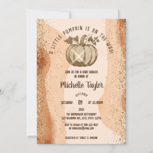 Invitation Parties scintillant Gold Little Citrouille Baby sh