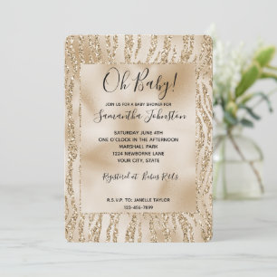 Invitation Parties scintillant Gold Luxe Zebra Print