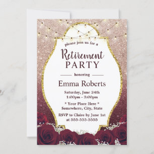 Invitation Parties scintillant Gold Ombre Rose Floral de Bour