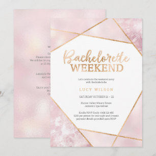 Invitation Parties scintillant Gold PinkBachelorette Weekend 