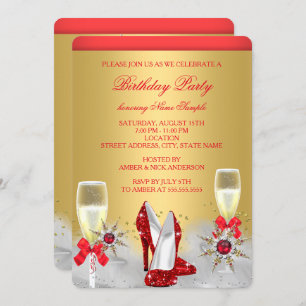 Invitation Parties scintillant Gold Red High Heures Silver Ch