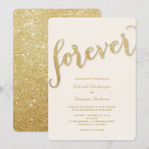 Invitation Parties scintillant Gold Script pour chaque mariag