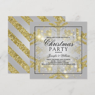 Invitation Parties scintillant Gold & Silver Fête de Noël