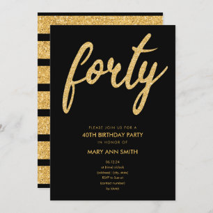 Invitation Parties scintillant Gold simple Type 40e anniversa