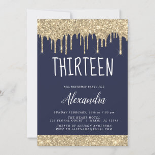 Invitation Parties scintillant Gold Sparkle 13e anniversaire