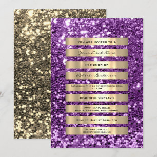 Invitation Parties scintillant Gold Stripes Champagne Blush V