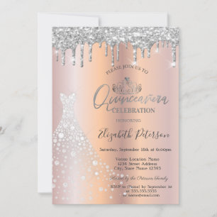 Invitation Parties scintillant gouttes d'argent Diamond robe