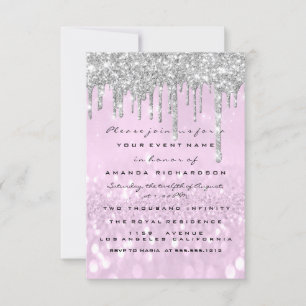 Invitation Parties scintillant gouttes d'argent violet nuptia
