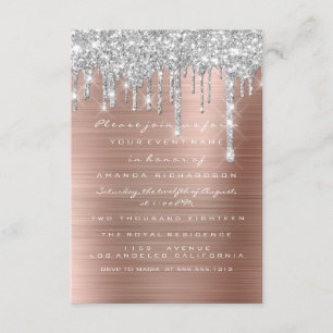 Invitation Parties scintillant gouttes Rose argent Blush Brid