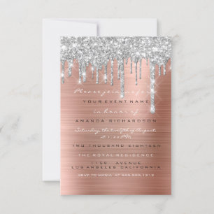 Invitation Parties scintillant gouttes Rose argent or douce