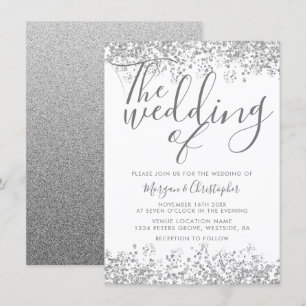 Invitation Parties scintillant gris argent Élégant Mariage mo