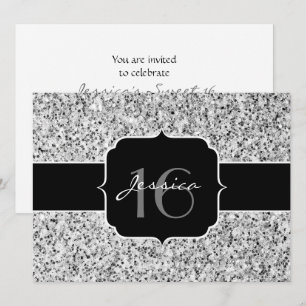 Invitation Parties scintillant gris argenté brillant doux 16