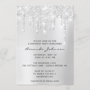 Invitation Parties scintillant gris argenté Effet de la goutt
