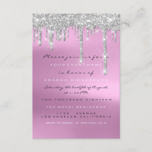 Invitation Parties scintillant grise gouttes argent rose nupt