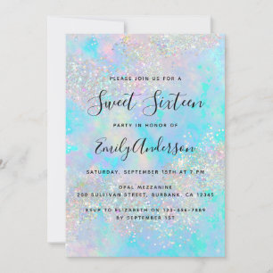 Invitation Parties scintillant holographique Opal Iridescente