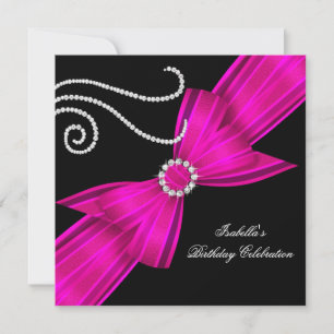 Invitation Parties scintillant Hot rose Diamond Bow Noir Anni