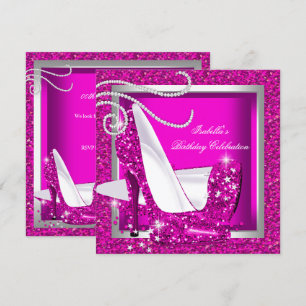 Invitation Parties scintillant Hot Rose High Heels Luxe Anniv