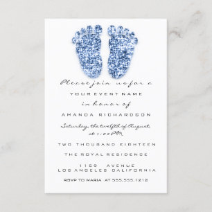 Invitation Parties scintillant Lecteurs Bleu Bébé Fille Garço