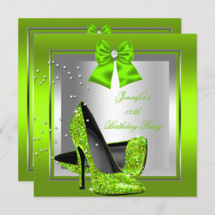 Invitation Parties scintillant Lime Green High Heure Annivers