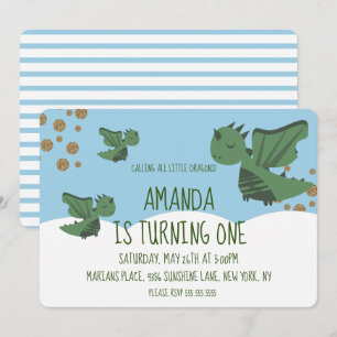 Invitation Parties scintillant Little Dragons et nuages Anniv