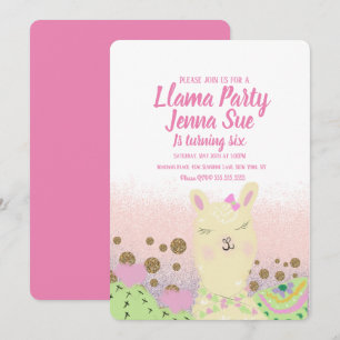 Invitation Parties scintillant Llama Anniversaire de fête Doo