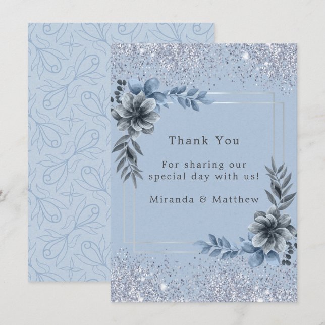 Invitation Parties scintillant Mariage bleu-bleu-bleu-blanc e (Devant / Derrière)