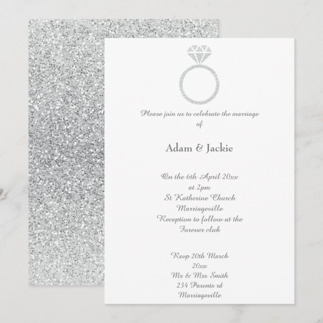 Invitation Parties scintillant Mariage Luxe Diamond Ring (Devant / Derrière)