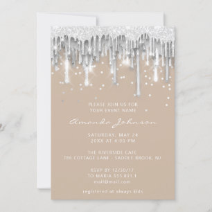 Invitation Parties scintillant  Mariage nuptiale ivoire gris 