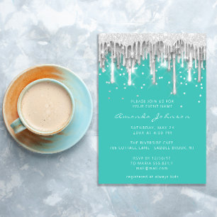 Invitation Parties scintillant Mariage nuptiale Mint gris ar