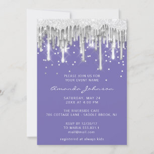 Invitation Parties scintillant Mariage nuptiale violet gris
